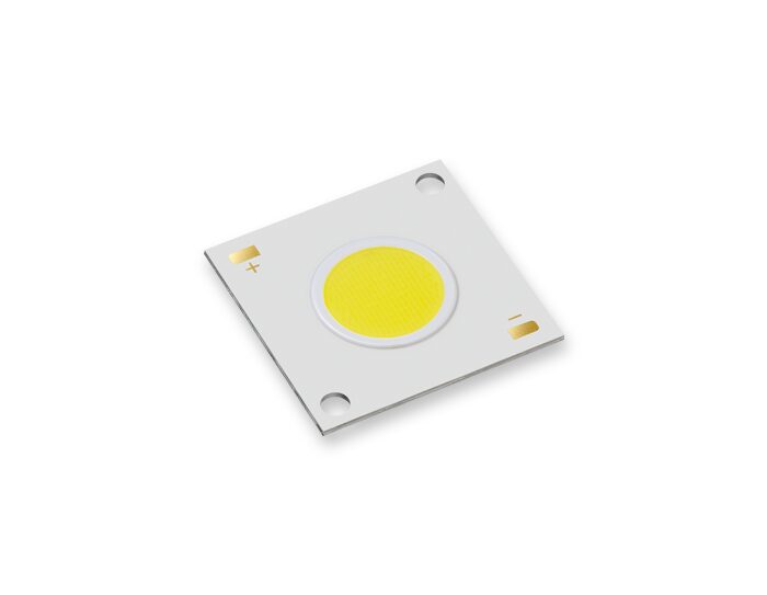 Citizen high intensity COB with a small round emitting surface on a square white aluminium substrate