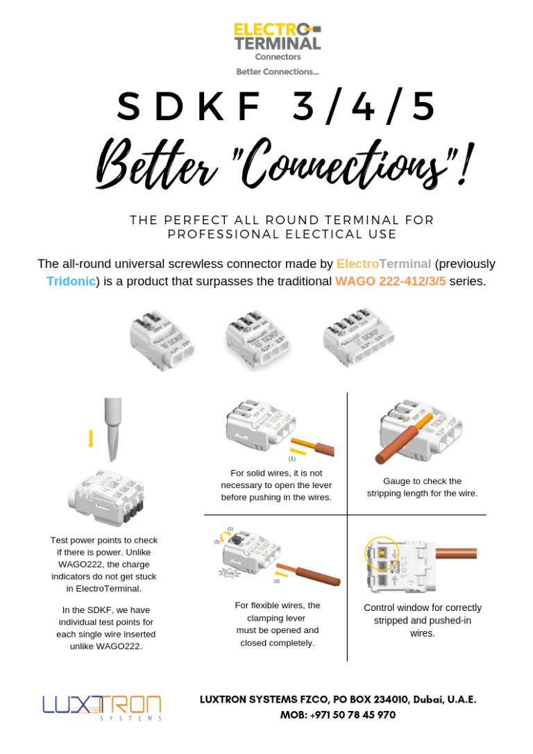 SDKF3 The Perfect All Round Screwless Connector Luxtron Systems